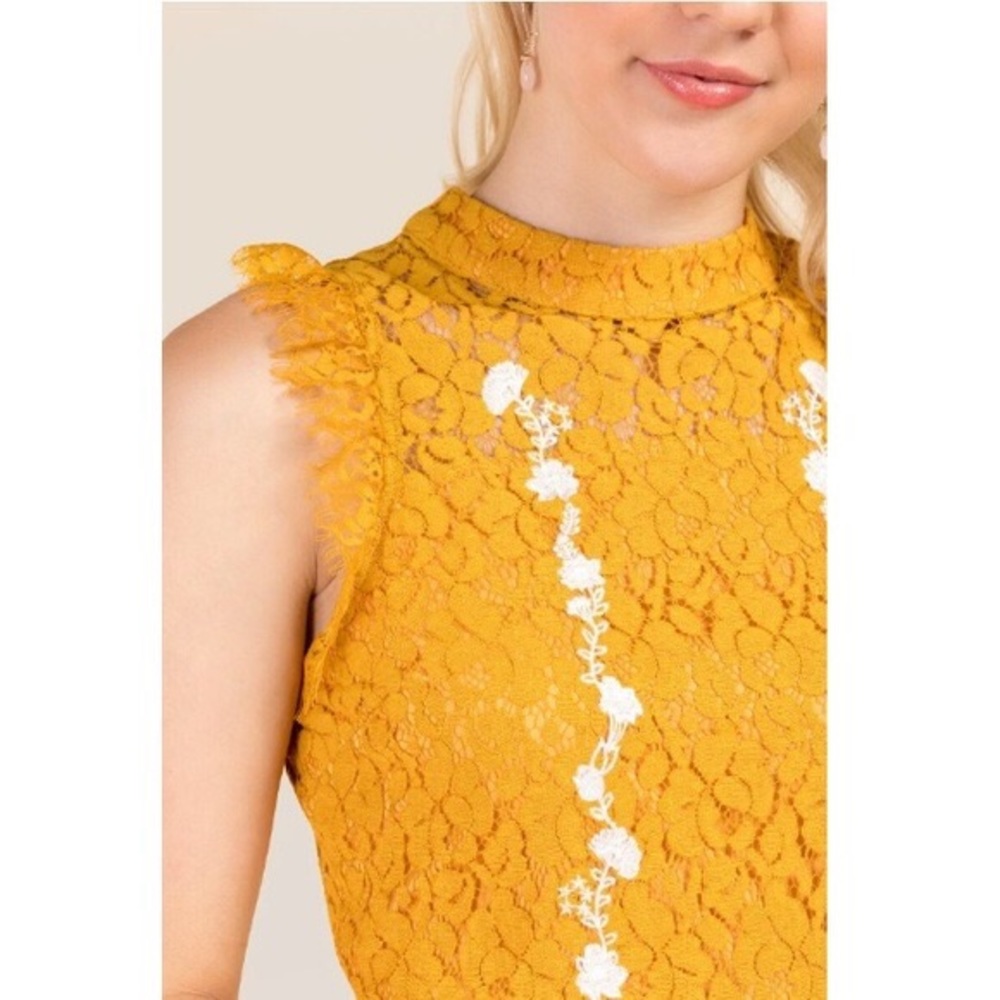 Francesca’s Lace Sleeveless Mock Neck Dress - Picture 2 of 12